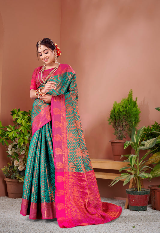 Vsaree Designer Banarasi Silk Saree With Having Rich Pallu And Blouse