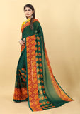 Vsaree Green Georette Designer And Printed Work Saree With Georette Blouse For Women