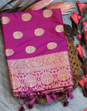 Vsaree Purple Katan Silk Saree With zari weaving pallu Or Border And Blouse