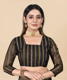 Vsaree Black Ciffon Braso And Zari Weaving And Printed Saree With Blouse And Heavy Rich Pallu