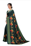 Vsaree Green Printed Japan Crape Saree With Designer Pallu And Blouse