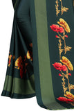 Vsaree Green Printed Japan Crape Saree With Designer Pallu And Blouse