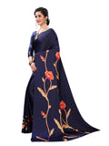 Vsaree Blue Printed Japan Crape Saree With Designer Pallu And Blouse