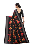 Vsaree Black Printed Japan Crape Saree With Designer Pallu And Blouse