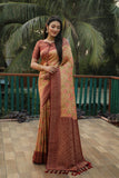 Vsaree Flower Design Copper Zari Weaving Kanjivaram Silk Saree With Attrective Blouse And Rich Pallu