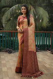 Vsaree Flower Design Copper Zari Weaving Kanjivaram Silk Saree With Attrective Blouse And Rich Pallu