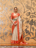 Designer Banarasi Soft Silk Saree With Pure Golden Zari Border And Blouse