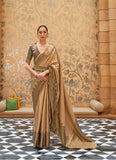 Designer Banarasi Soft Silk Saree With Pure Golden Zari Border And Blouse