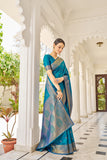 Vsaree Blue Cotton Silk Saree Zari Weaving Border And Fancy Pallu With Blouse