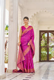 Vsaree Banarasi Cotton Blend Saree With Designer Border And Blouse