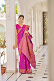 Vsaree Banarasi Cotton Blend Saree With Designer Border And Blouse