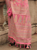 Vsaree Pink Banarasi Soft Silk Saree With Designer Border And Blouse