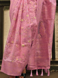 Vsaree Baby Pink Banarasi Soft Silk Saree With Designer Border And Blouse