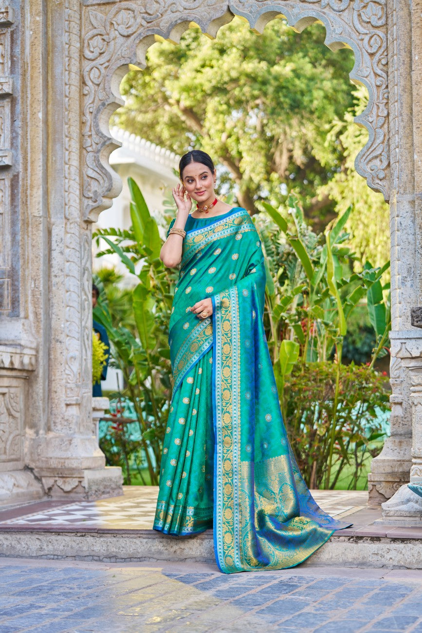 Vsaree Designer Banarasi Silk Saree With Having Rich Pallu And Blouse