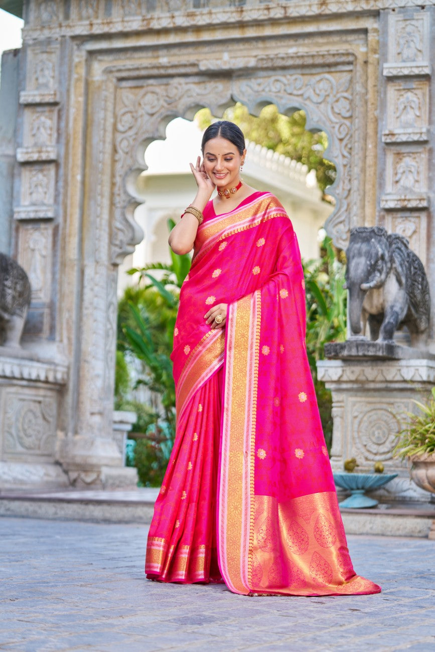 Vsaree Designer Banarasi Silk Saree With Having Rich Pallu And Blouse