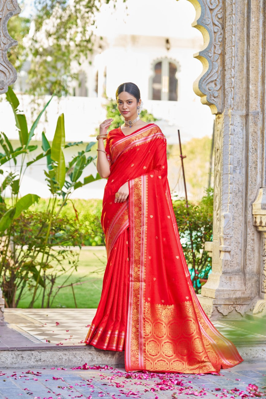 Vsaree Designer Banarasi Silk Saree With Having Rich Pallu And Blouse