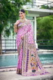 Vsaree Baby Pink Patola Silk Saree And Zari Weaving With Paithani Type Weaving Border And Blouse