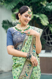 Vsaree Pista Patola Silk Saree And Zari Weaving With Paithani Type Weaving Border And Blouse