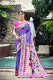 Vsaree Purple Patola Silk Saree And Zari Weaving With Paithani Type Weaving Border And Blouse