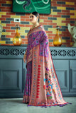 Vsaree Wine Patola Silk Saree And Zari Weaving With Paithani Type Weaving Border And Blouse