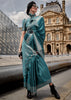 Vsaree Teal Banarasi Silk Designer Saree With Banarasi Border And Blouse