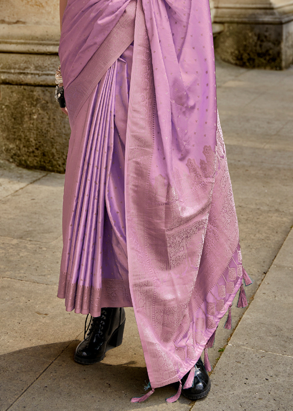 Vsaree Purple Banarasi Silk Designer Saree With Banarasi Border And Blouse