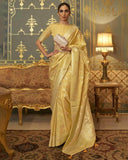 Vsaree Banarasi Silk Golden Border With Banarasi Design Saree And Blouse