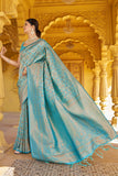 Designer Banarasi Kanjivaram Silk Golden Border With Banarasi Design Saree And Blouse