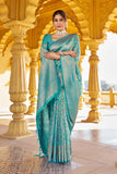 Designer Banarasi Kanjivaram Silk Golden Border With Banarasi Design Saree And Blouse