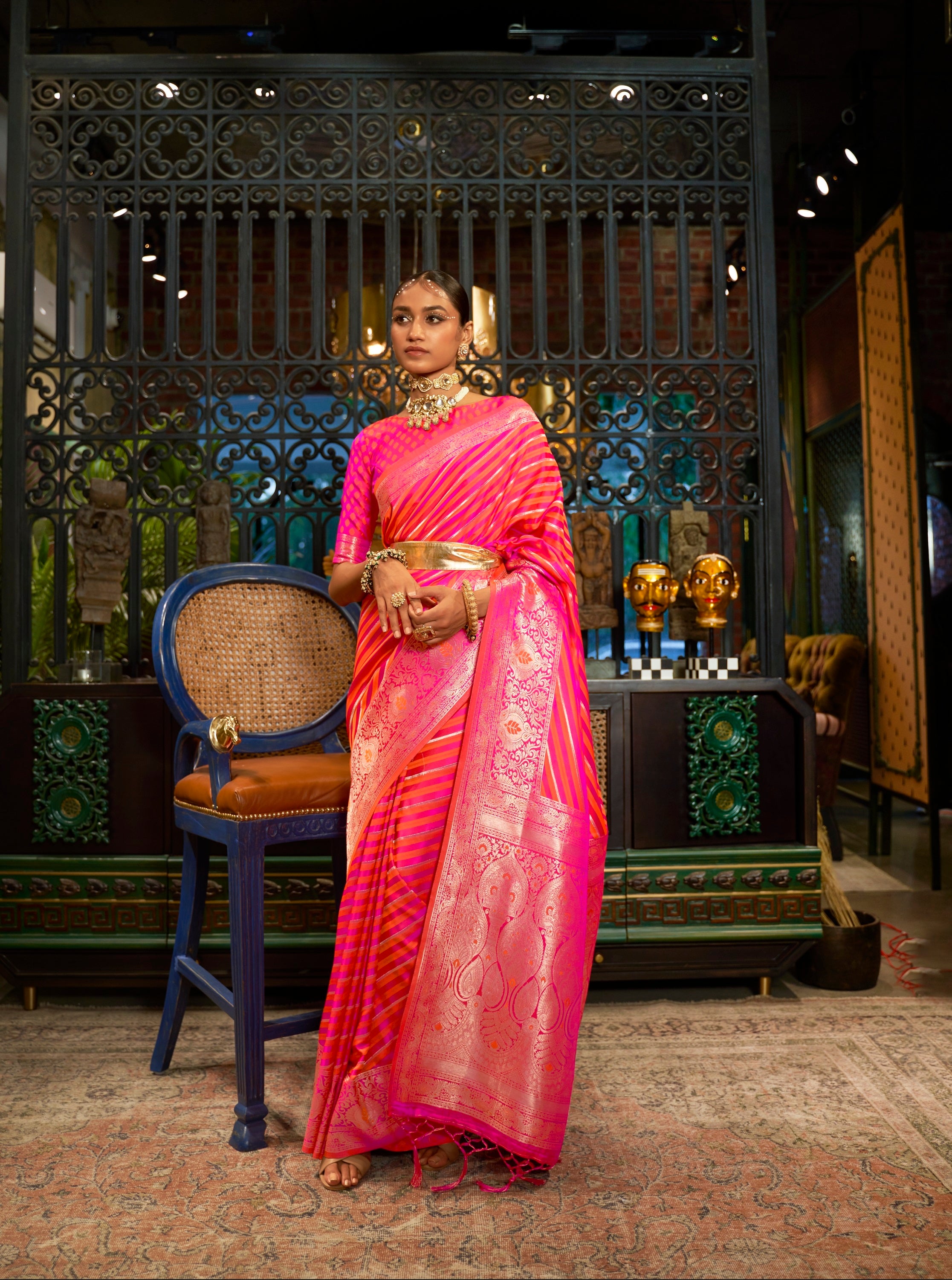 Vsaree Pink Designer Art Silk Saree With Having Rich Pallu And Blouse