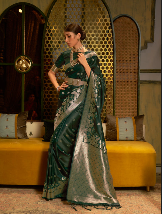 Vsaree Green Designer Art Silk Saree With Having Rich Pallu And Blouse