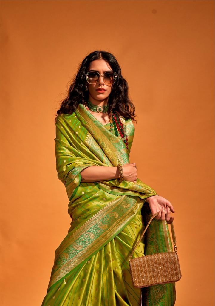 Vsaree Green Banarasi Silk Designer Saree With Banarasi Border And Blouse