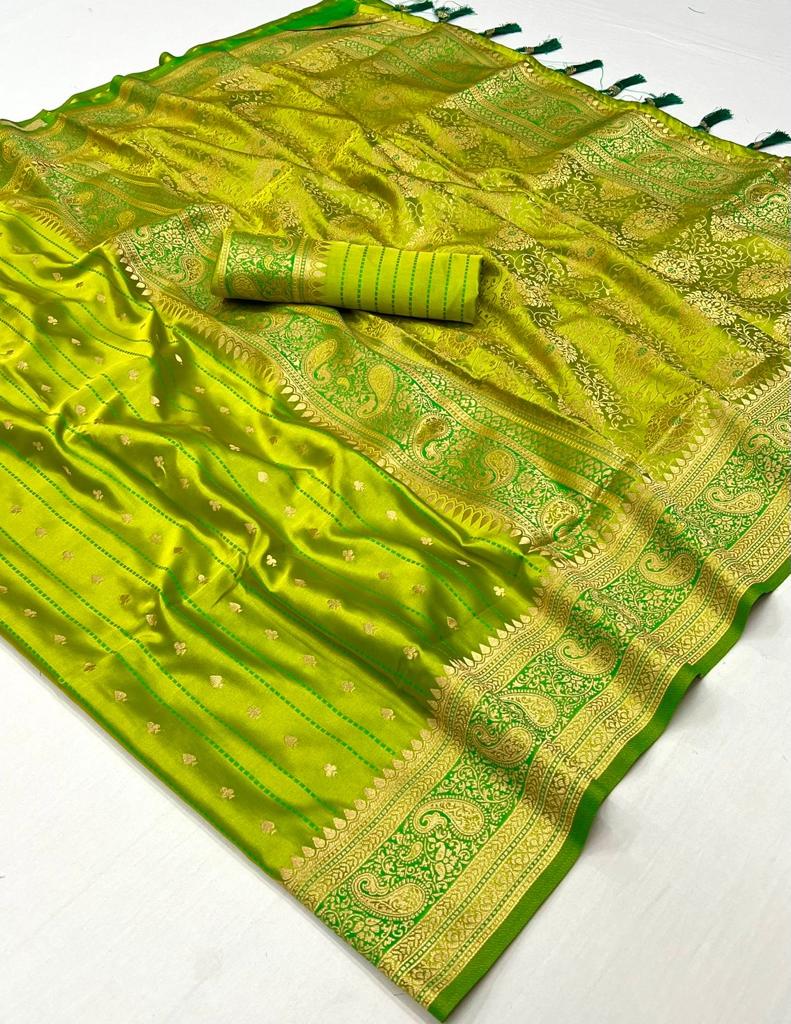 Vsaree Green Banarasi Silk Designer Saree With Banarasi Border And Blouse