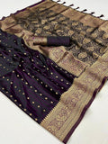 Vsaree Purple Banarasi Silk Designer Saree With Banarasi Border And Blouse