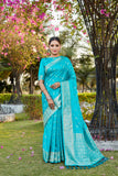 Designer Kanjivaram Soft Satin Silk Zari Weaving Border Saree With Woven Rich Pallu And Blouse