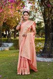 Designer Kanjivaram Soft Satin Silk Zari Weaving Border Saree With Woven Rich Pallu And Blouse