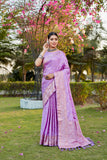 Designer Kanjivaram Soft Satin Silk Zari Weaving Border Saree With Woven Rich Pallu And Blouse