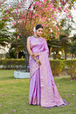 Designer Kanjivaram Soft Satin Silk Zari Weaving Border Saree With Woven Rich Pallu And Blouse