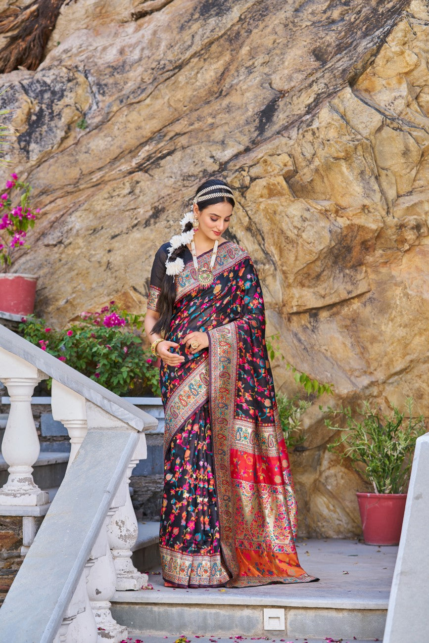 Vsaree Designer Pashmina Silk Saree With Having Rich Pallu And Blouse