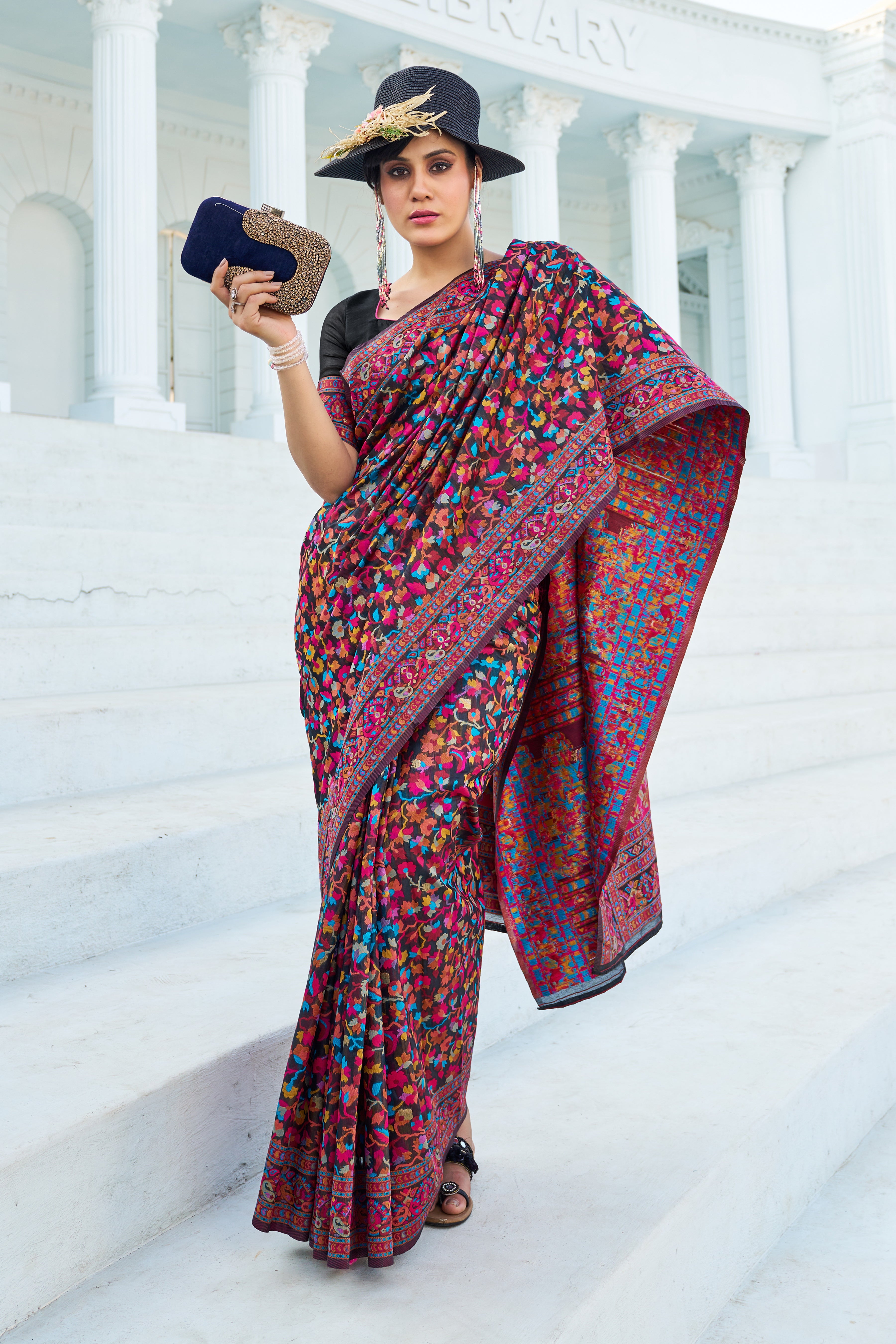 Vsaree Designer Pashmina Silk Saree With Having Rich Pallu And Blouse