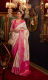 Vsaree Off White Banarasi Silk Zari Weaving Work With Banarasi Design Saree And Blouse