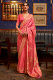 Vsaree Peach Banarasi Silk Designer Saree With Banarasi Border And Blouse