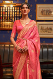 Vsaree Peach Banarasi Silk Designer Saree With Banarasi Border And Blouse