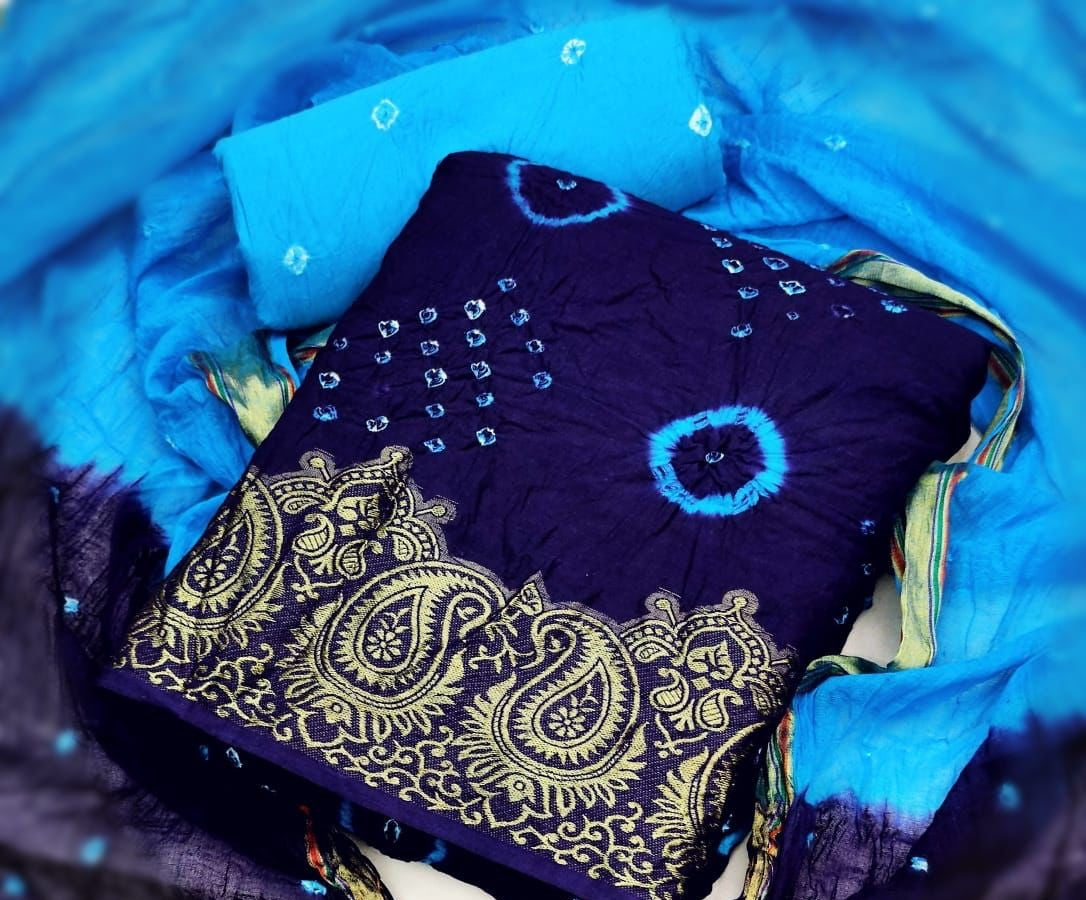 Zooara Blue Color Cotton Function And Wedding Dress Matrials With Bottom And Dupatta