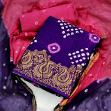 Zooara Purple Color Cotton Function And Wedding Dress Matrials With Bottom And Dupatta