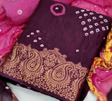 Zooara Wine Color Cotton Function And Wedding Dress Matrials With Bottom And Dupatta