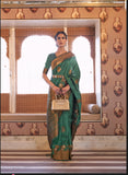 Vsaree Green Banarasi Silk Designer Saree With Banarasi Border And Blouse