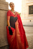 Vsaree Red Banarasi Silk Designer Saree With Banarasi Border And Blouse