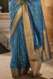 Vsaree Blue Banarasi Silk Designer Saree With Banarasi Border And Blouse