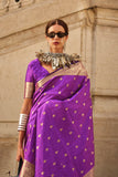 Vsaree Purple Banarasi Silk Designer Saree With Banarasi Border And Blouse